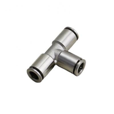 Metal Copper Nickel Plated Material Push In Pneumatic Pipe/hose Connector/ Fitting Connector Tee Tube Fitting Female Square Rih