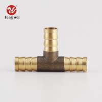 Air Fuel Water 3 Ways Brass Tee T Fitting Hose Barb Connector